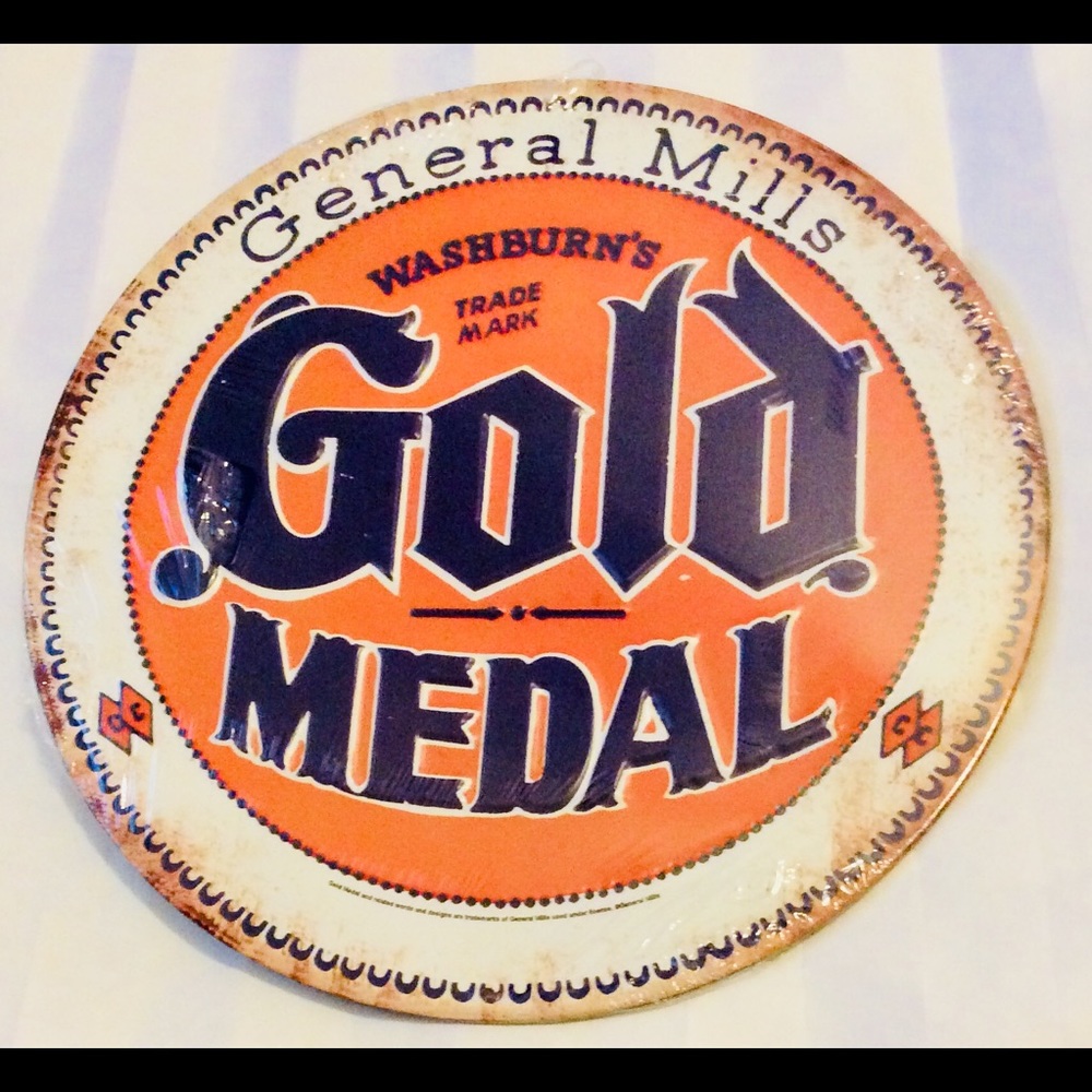 General Mills Gold Medal Flour Sign Metal Vintage Design Kitchen Baking
